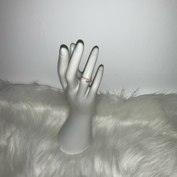 Elegant Gold Tone with Triple Hearts Adjustable Ring Size 5 - Picture 3 of 3